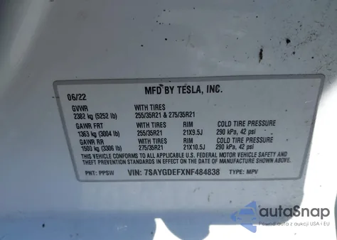2022 Tesla Model Y Performance Dual Motor All-Wheel Drive from USA, damaged, VIN 7SAYGDEFXNF484838